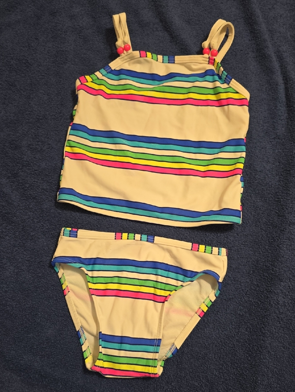 Old Navy White Tankini Set with Multicolor Stripes